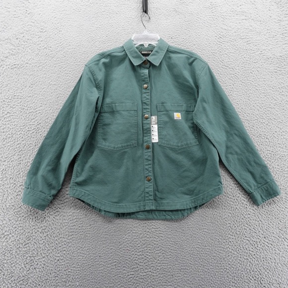 Carhartt Tops - Carhartt Women Rugged Flex Loose Fit Heavyweight Duck Overshirt Green M NEW $80